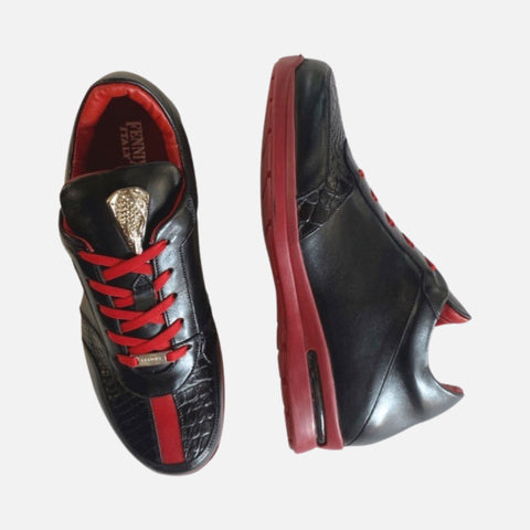 Mens Italian red and black Italian alligator sneakers Mens Italian red and black Italian alligator sneakers