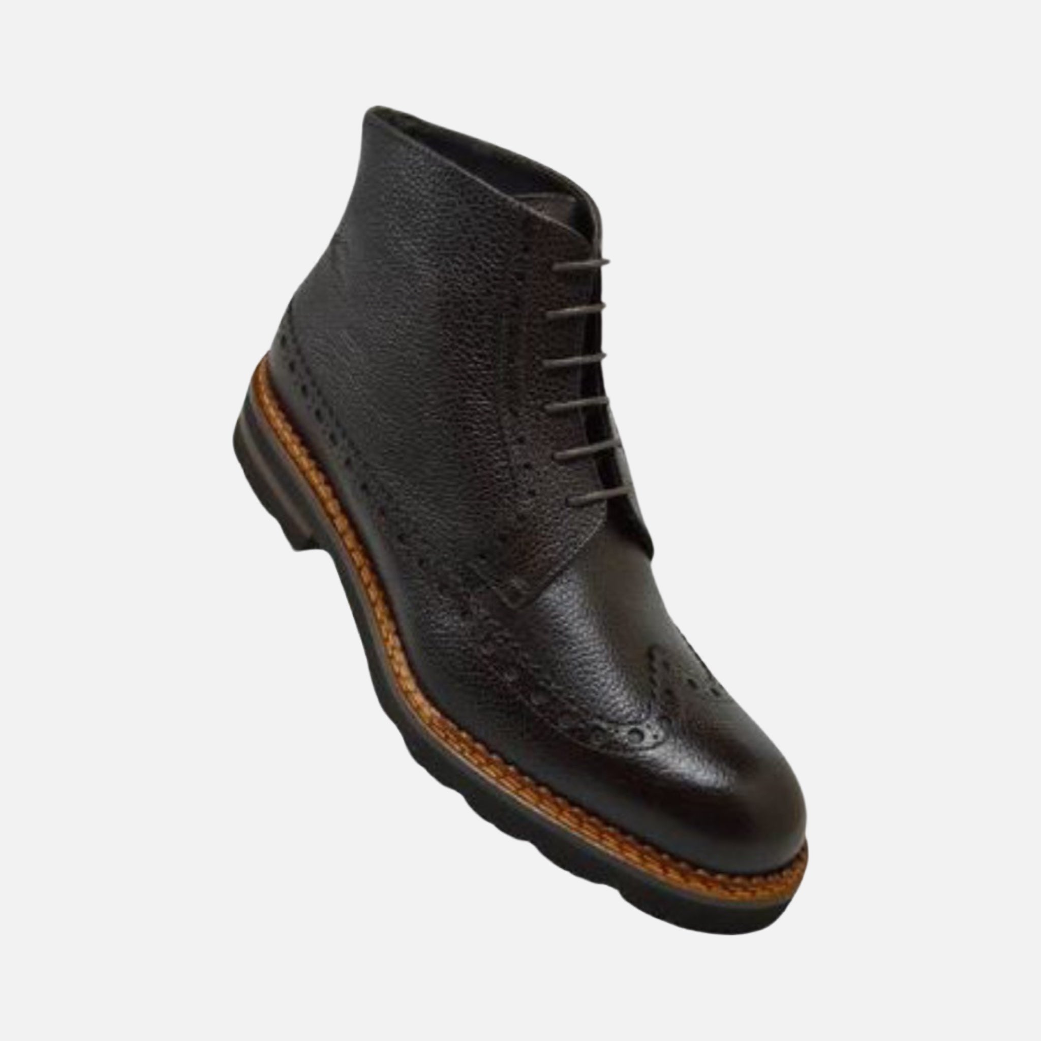 Italian wingtip pebble grain leather boot for men Italian wingtip pebble grain leather boot for men
