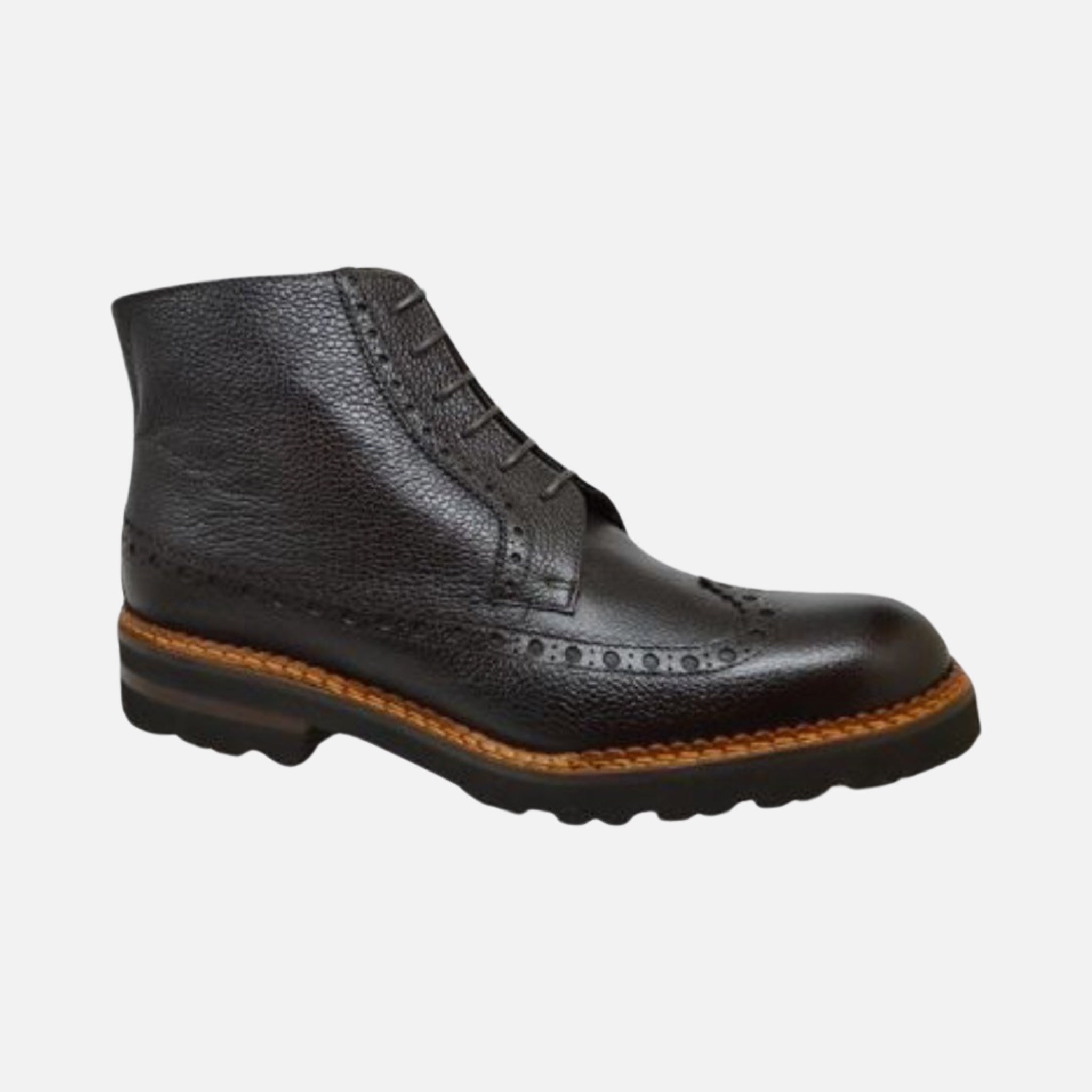 Toscana wingtip pebble grain rubber sole boot Toscana wingtip pebble grain rubber sole boot