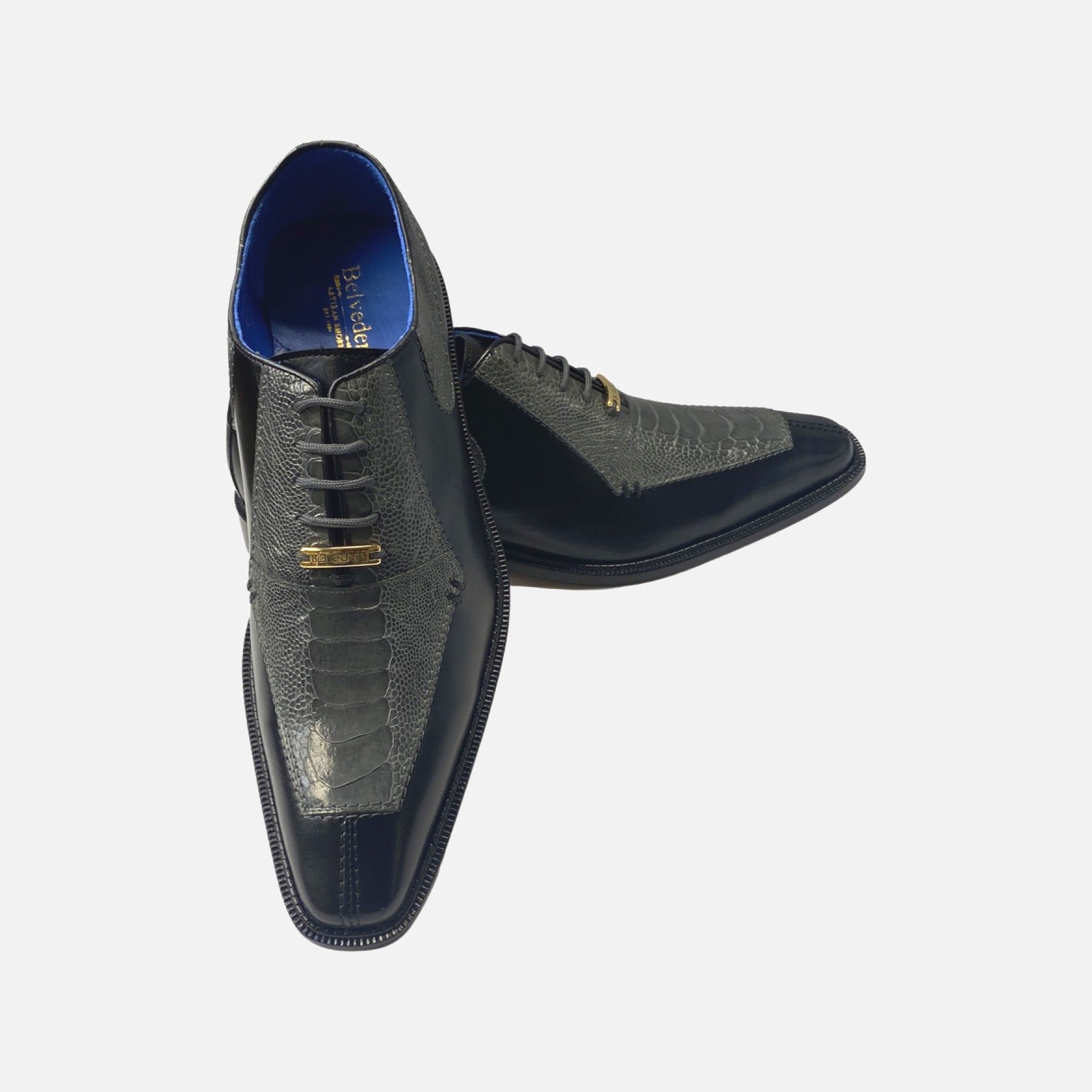 Belvedere Ostrich Shoe Bagio Black/gray Belvedere Ostrich Shoe Bagio Black/gray