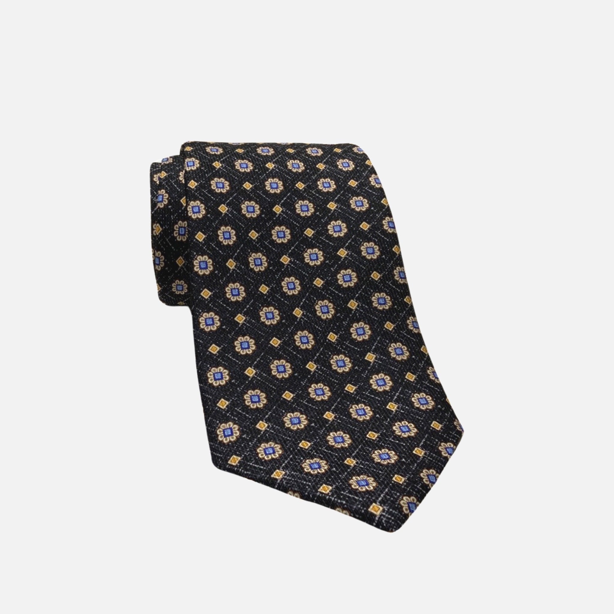 Floral and Diamond pattern tie hand made in USA Floral and Diamond pattern tie hand made in USA