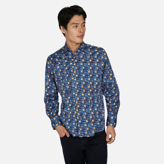 Luchiano Visconti Blue Button Down Shirt | 4734