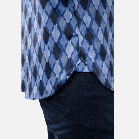 Luchiano Visconti 4997 Blue Daggered Swirl Shirt - Italian Craftsmanship, Turkish Elegance Luchiano Visconti 4997 Blue Daggered Swirl Shirt - Italian Craftsmanship, Turkish Elegance