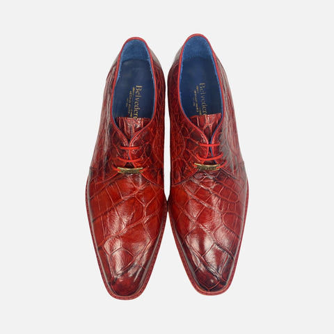 Last Pair | Men’s Belvedere Alligator Shoe “Amato” - Red | Size 10.5 Last Pair | Men’s Belvedere Alligator Shoe “Amato” - Red | Size 10.5