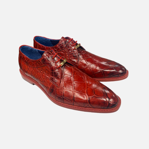 Last Pair | Men’s Belvedere Alligator Shoe “Amato” - Red | Size 10.5 Last Pair | Men’s Belvedere Alligator Shoe “Amato” - Red | Size 10.5