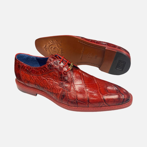 Last Pair | Men’s Belvedere Alligator Shoe “Amato” - Red | Size 10.5 Last Pair | Men’s Belvedere Alligator Shoe “Amato” - Red | Size 10.5
