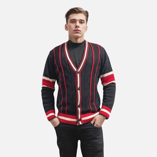 Inserch Black Cardigan Sweater SW901 - Men's Cozy Knitwear | Clearance