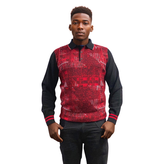 Cigar red polo collar sweater