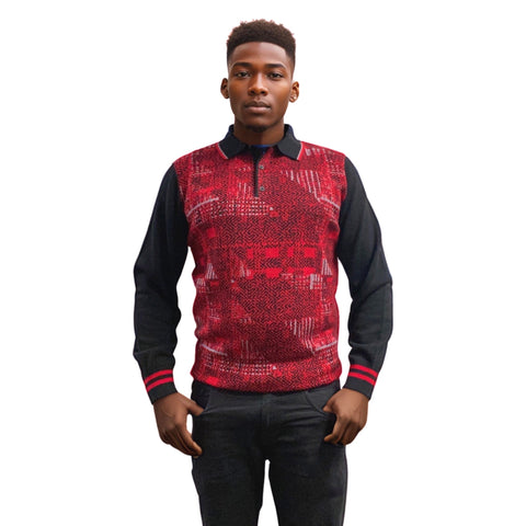 Cigar red polo collar sweater Cigar red polo collar sweater