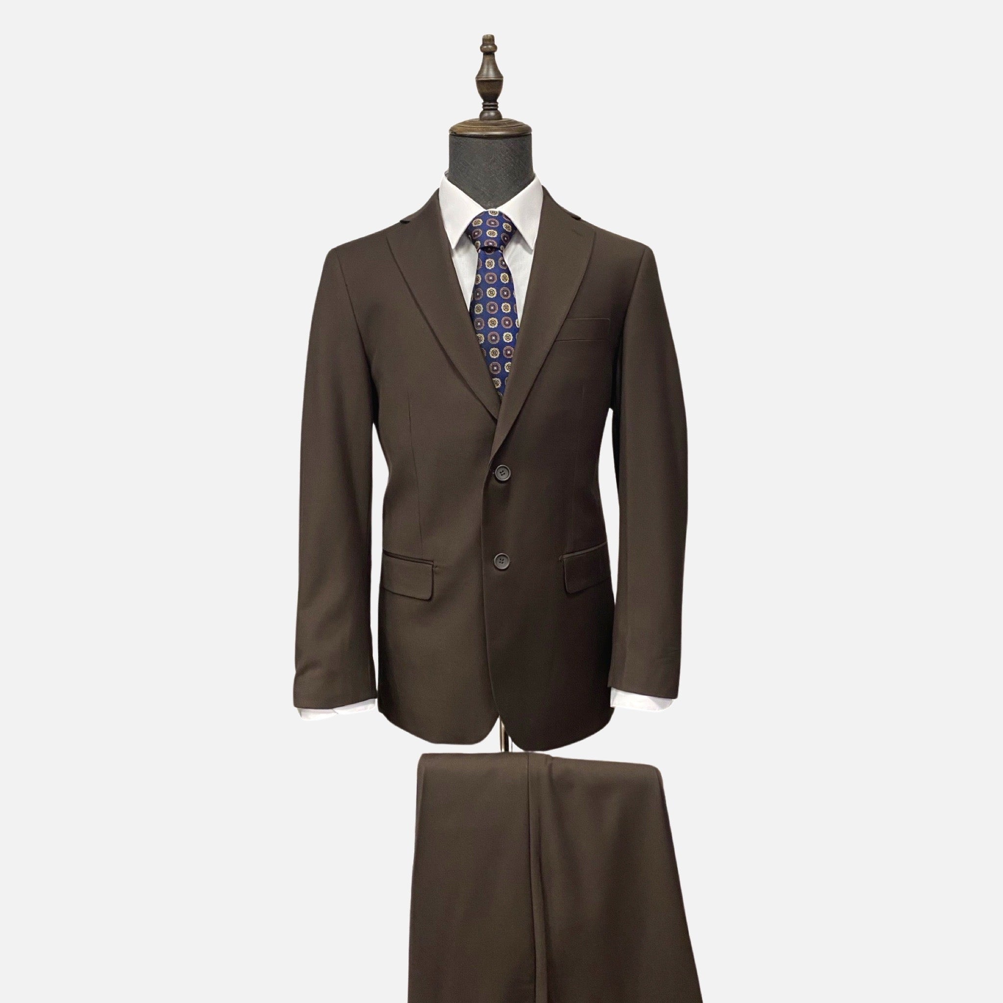 Mens classic fit brown suit