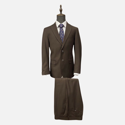 Mens notch lapel brown suit