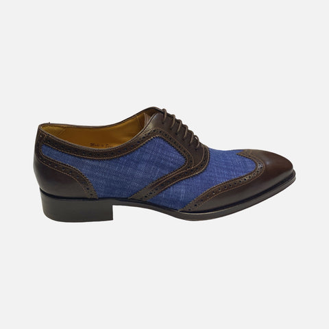 Exclusive Men's Mezlan Brown/Blue Wingtip Shoe Pasteur Exclusive Men's Mezlan Brown/Blue Wingtip Shoe Pasteur