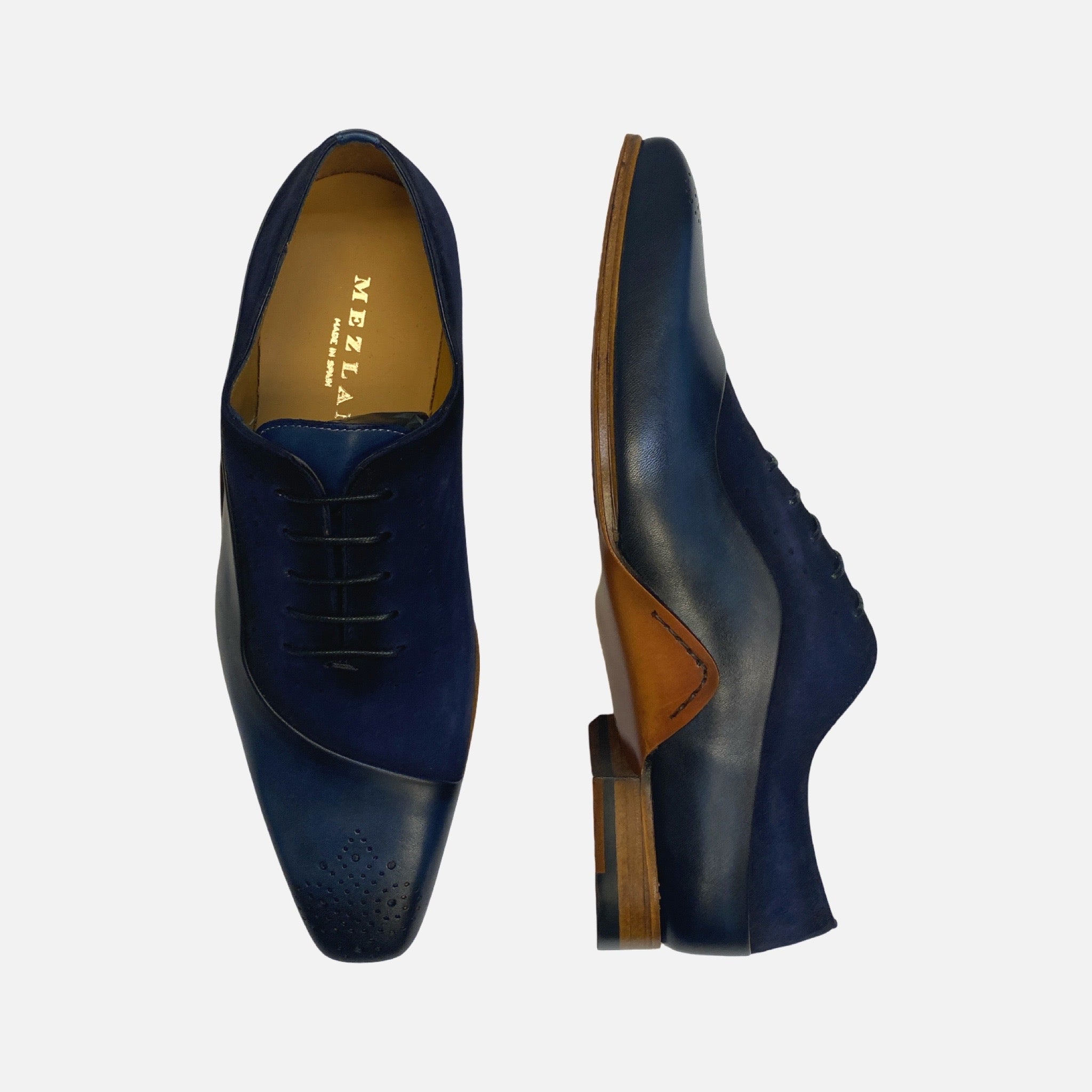 Mezlan Shoe suede and leather blue Mezlan Shoe suede and leather blue