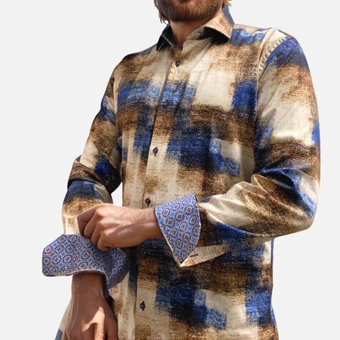 Mens designer shirt with inner cuff trim detailing Mens designer shirt with inner cuff trim detailing