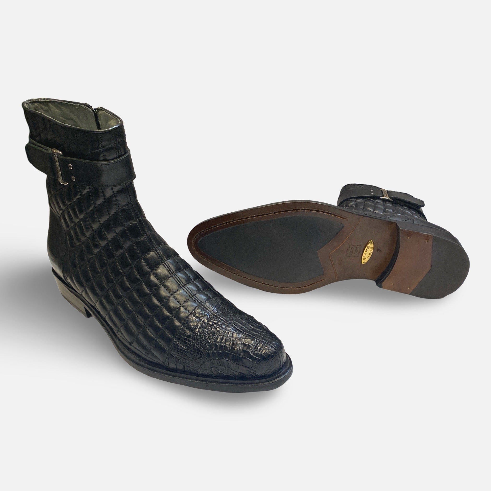 Mens Belvedere Black Libero Quilted/alligator boot Mens Belvedere Black Libero Quilted/alligator boot