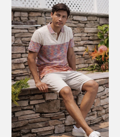 Luchiano Visconti Slim Fit Polo Shirt FC-5001 Multi Rainbow Space Dyed Luchiano Visconti Slim Fit Polo Shirt FC-5001 Multi Rainbow Space Dyed