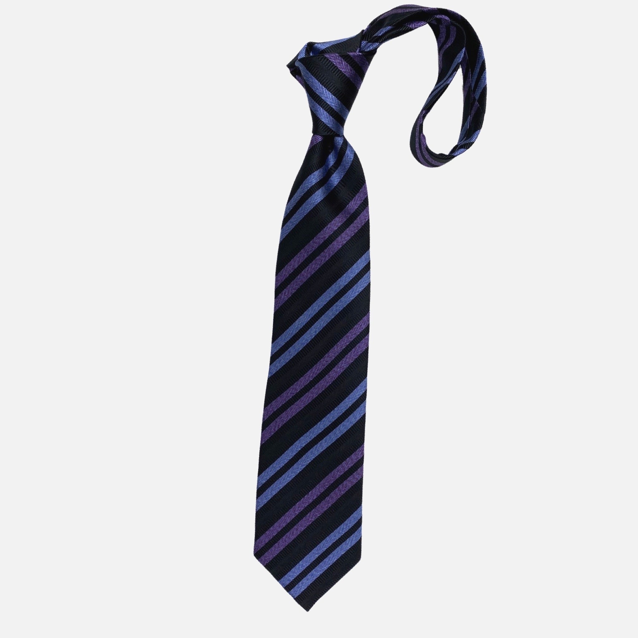 Premium silk tie made in USA black striped Premium silk tie made in USA black striped