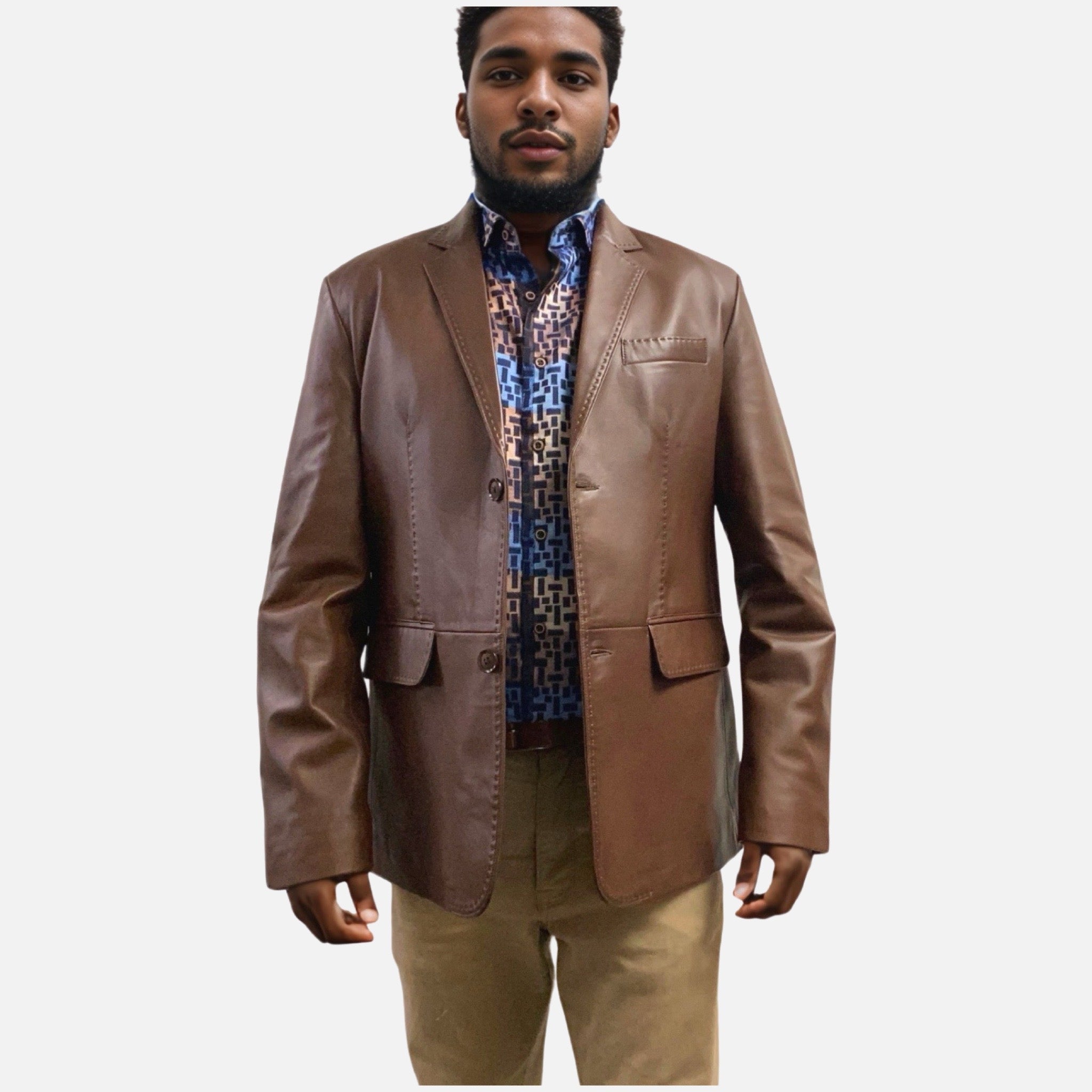Butter Soft Men's Brown Leather Blazer - Timeless Elegance 2XL Butter Soft Men's Brown Leather Blazer - Timeless Elegance 2XL