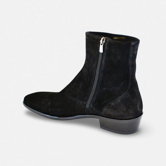 Corrente Black Suede Side Zip Boots – Men’s Dress Ankle B