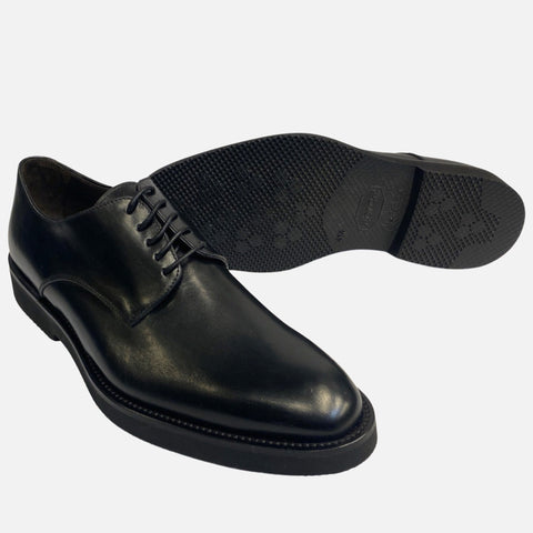 La Ferra Black Italian Plain Toe Shoe - Vibram Outsole | Clearance La Ferra Black Italian Plain Toe Shoe - Vibram Outsole | Clearance