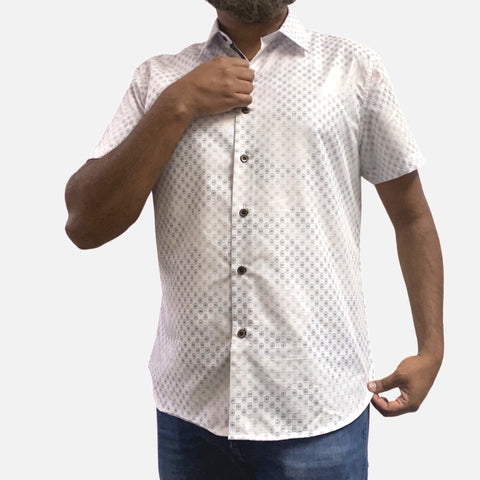 Clearance | Mens White Short Sleeve Summer Shirt MS-308 | Slim Fit | Size  M Clearance | Mens White Short Sleeve Summer Shirt MS-308 | Slim Fit | Size  M