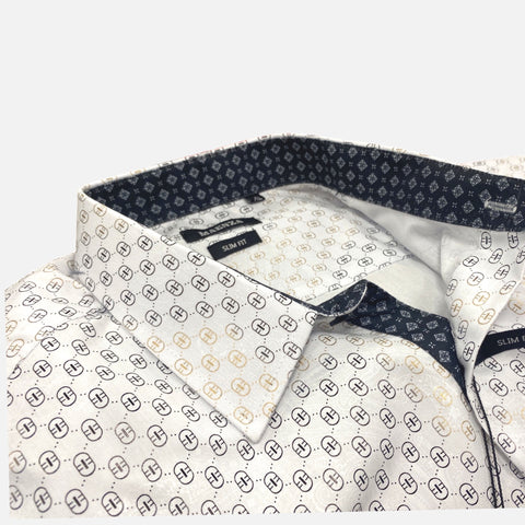 Mens white summer shirt with contrast inner collar band Mens white summer shirt with contrast inner collar band