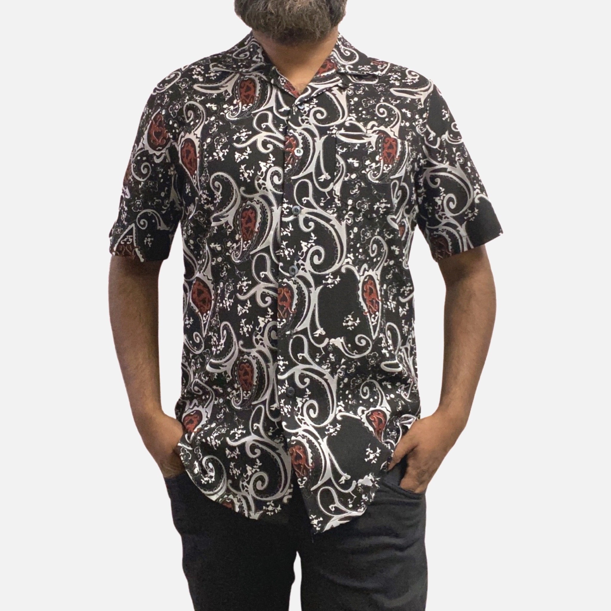 Men  paisley shirt open neck style Men  paisley shirt open neck style