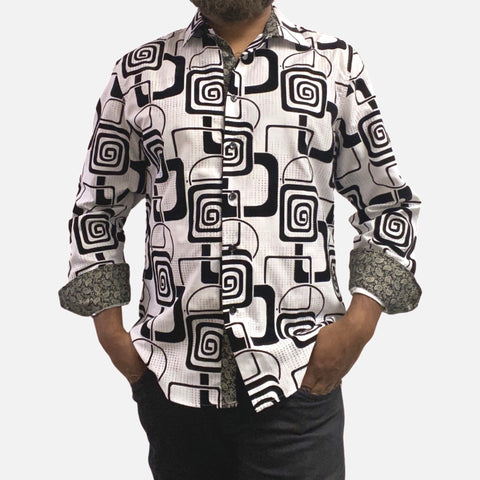 Mens long sleeve shirt with contrast inner cuff Mens long sleeve shirt with contrast inner cuff