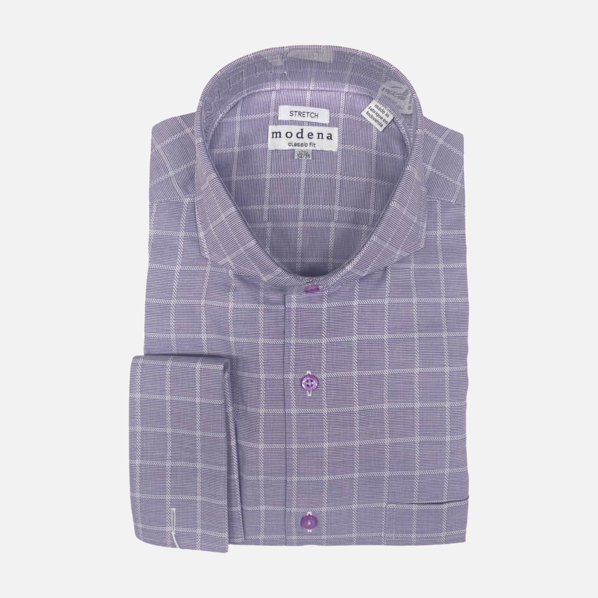 Mens Pastel Purple Plaid Tone On Tone Dress Shirt with French Cuff | Classic Fit 16.5 (36/37) Mens Pastel Purple Plaid Tone On Tone Dress Shirt with French Cuff | Classic Fit 16.5 (36/37)