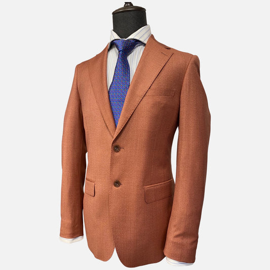 Slim Fit Tiglio Men's Rust tone on tone Italian Suit - 100% Wool | 48R