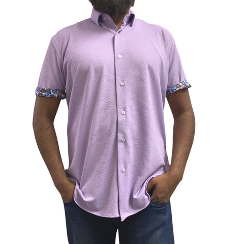 Max coltan purple summer shirt with contrast inner cuffs Max coltan purple summer shirt with contrast inner cuffs