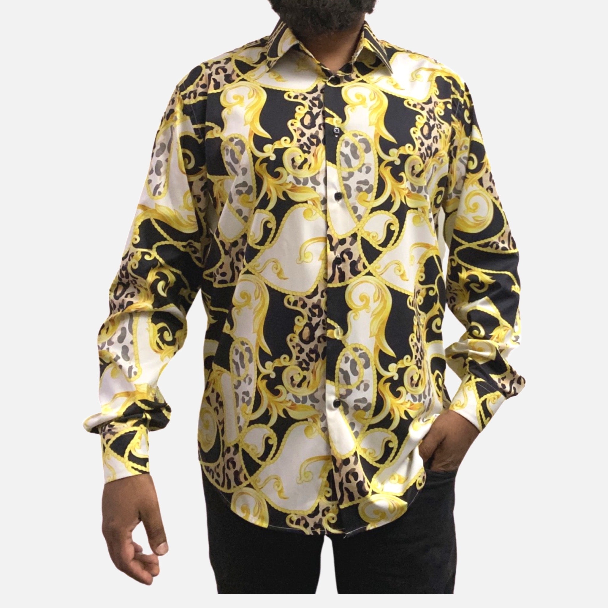 Mens gold an black shirt Mens gold an black shirt