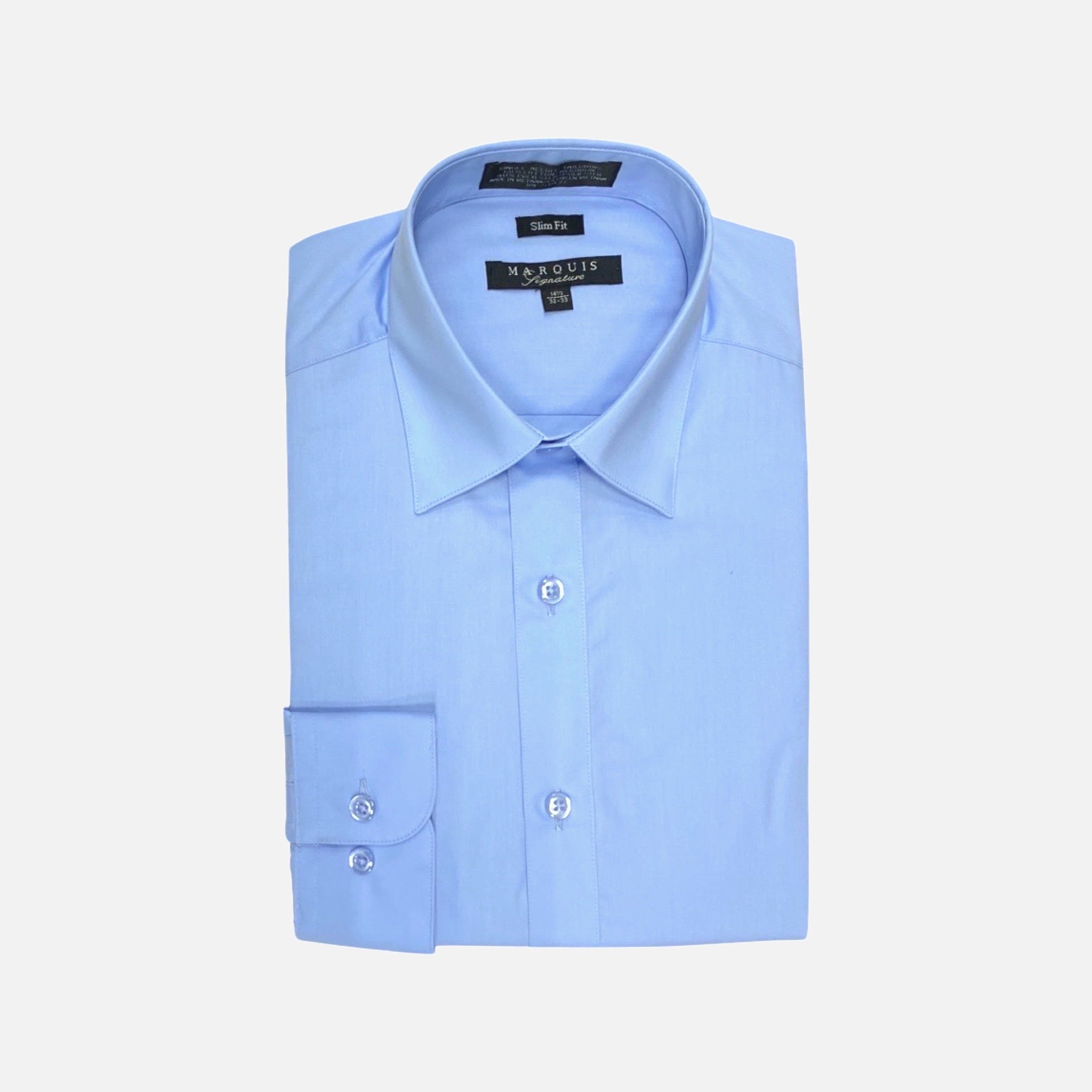 Mens Slim Fit Light Blue Dress Shirt | Plain Cuff | 60% Cotton 40% Polyester 14.5 (32-33) Mens Slim Fit Light Blue Dress Shirt | Plain Cuff | 60% Cotton 40% Polyester 14.5 (32-33)