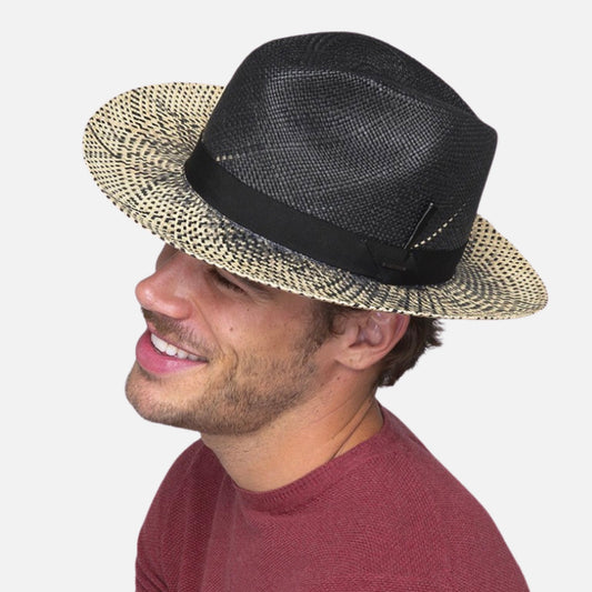 Men’s Black Panama Fedora Warlick Black/Natural