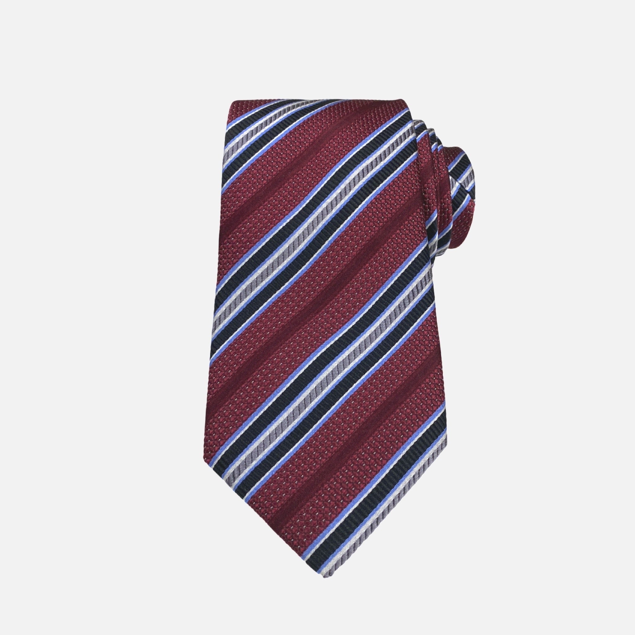 Burgundy silk striped tie for men Burgundy silk striped tie for men