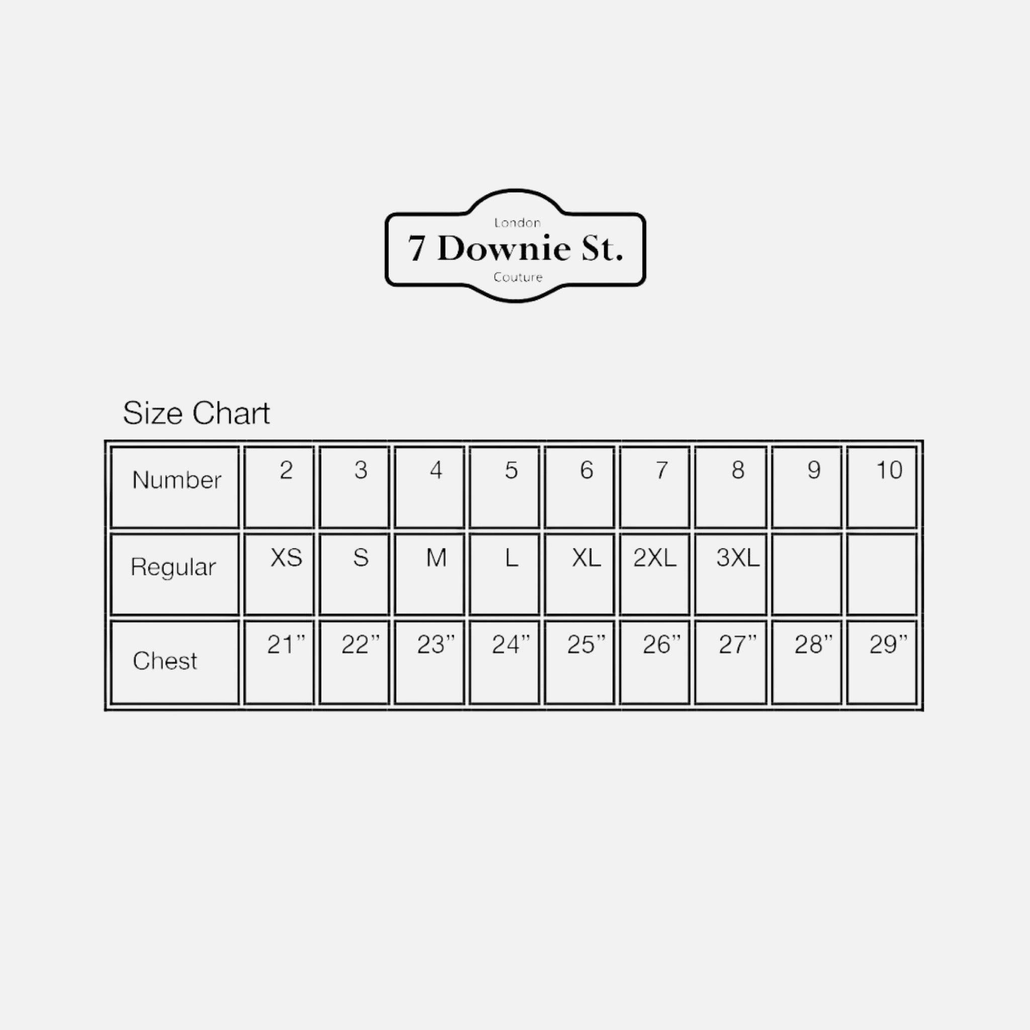 7 Downie shirt size chart 7 Downie shirt size chart