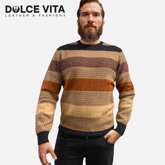 Prestige Black and Earth Tone Crew neck sweater