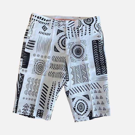 Inserch abstract line shorts white-black