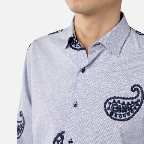 Luchiano Visconti Mens Blue Paisley Sport Shirt 4984 - Clearance Luchiano Visconti Mens Blue Paisley Sport Shirt 4984 - Clearance
