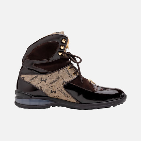 Mauri 8402 Sport/Rust High-Top Sneakers - Exotic Crocodile/Fabric/Patent Leather Mauri 8402 Sport/Rust High-Top Sneakers - Exotic Crocodile/Fabric/Patent Leather