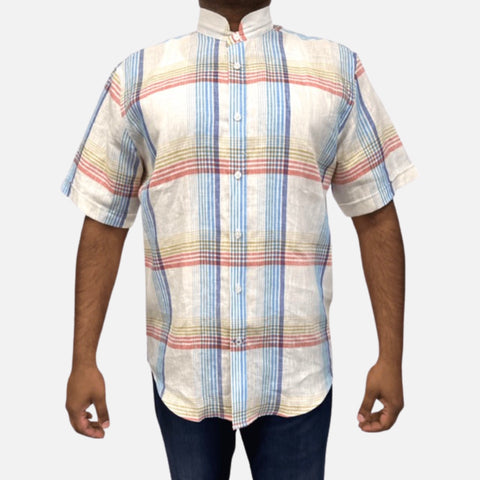 Nero Collar White Multi Linen shirt for Men | 100% Linen | Clearance Nero Collar White Multi Linen shirt for Men | 100% Linen | Clearance