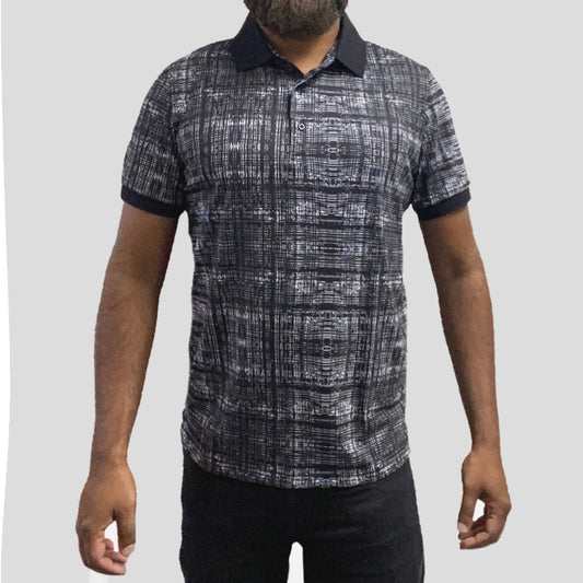 Black Color Polo Collar Summer Stretch Shirt
