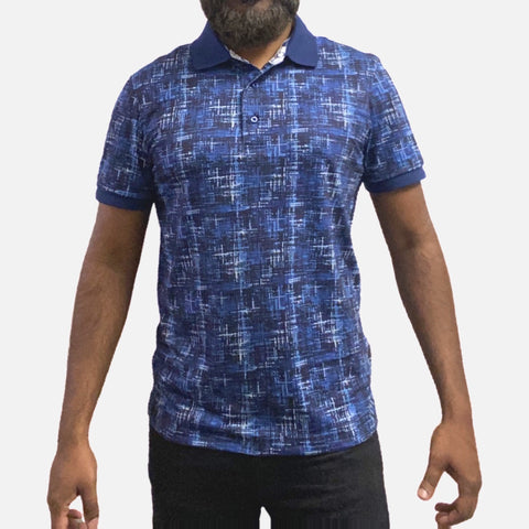 Final Sale | Men’s Polo Collar Blue Summer Stretch Shirt | Size L Final Sale | Men’s Polo Collar Blue Summer Stretch Shirt | Size L