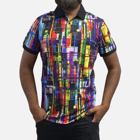 Multi Color Summer Polo Collar Stretch Shirt Multi Color Summer Polo Collar Stretch Shirt