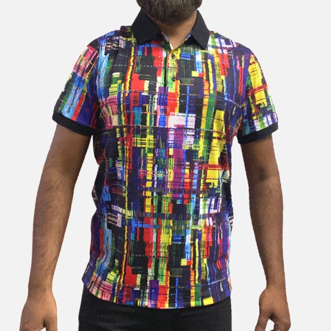 Multi Color Polo Collar Stretch summer Shirt Multi Color Polo Collar Stretch summer Shirt