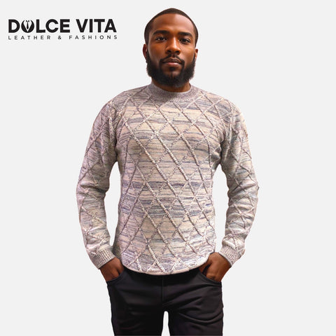Final Sale | Men's Bone Sweater with subtle Gradient Multicolor Design Final Sale | Men's Bone Sweater with subtle Gradient Multicolor Design