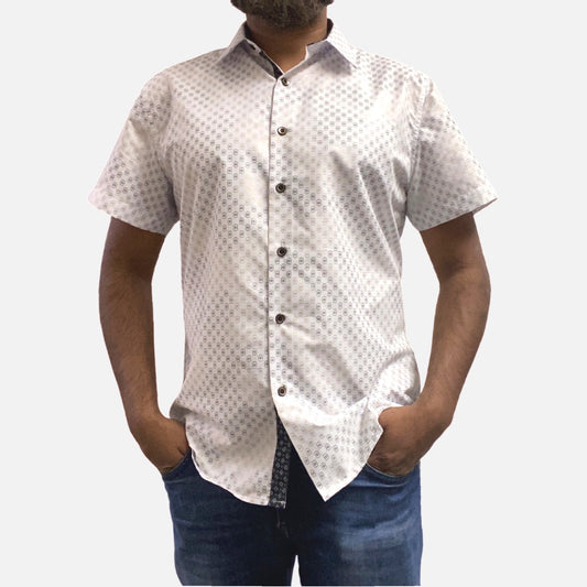 Clearance | Mens White Short Sleeve Summer Shirt MS-308 | Slim Fit | Size  M