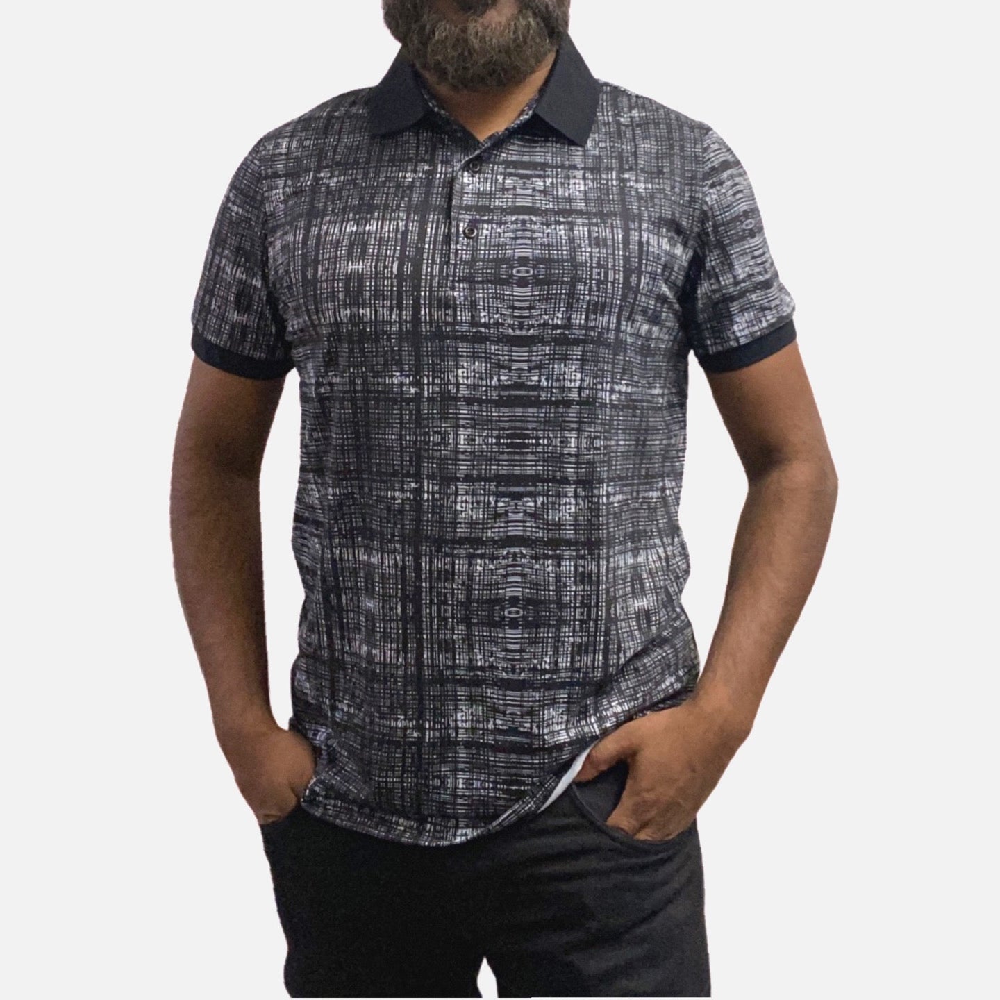 Black Polo Collar Stretch Summer Shirt Black Polo Collar Stretch Summer Shirt