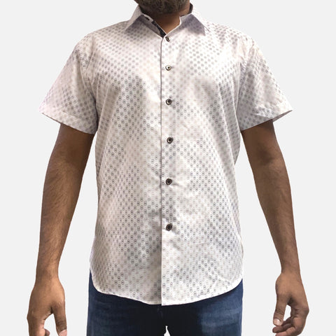 Clearance | Mens White Short Sleeve Summer Shirt MS-308 | Slim Fit | Size  M Clearance | Mens White Short Sleeve Summer Shirt MS-308 | Slim Fit | Size  M