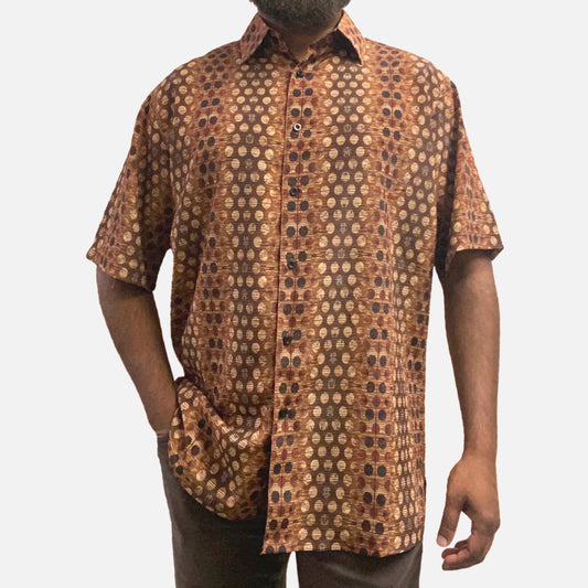 Mens brown summer short sleeve shirt